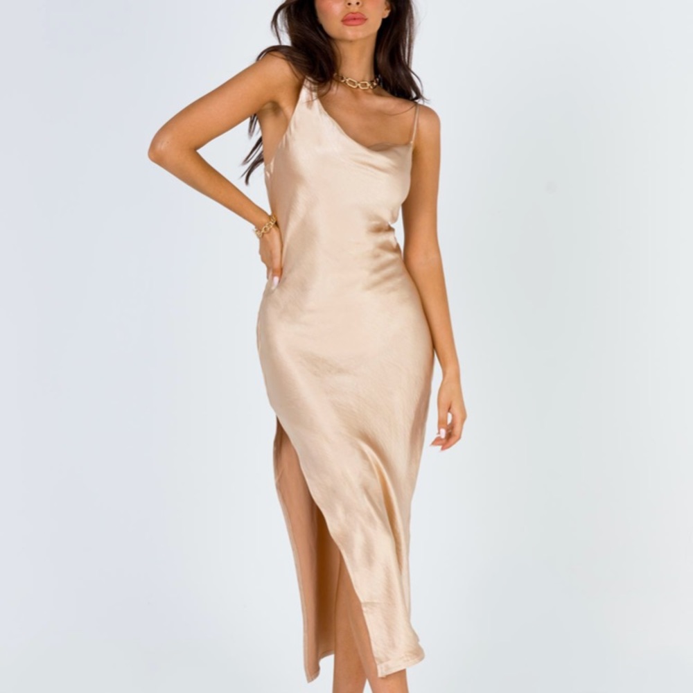 Princess Polly Gold Satin Maxi/ Midi Dress